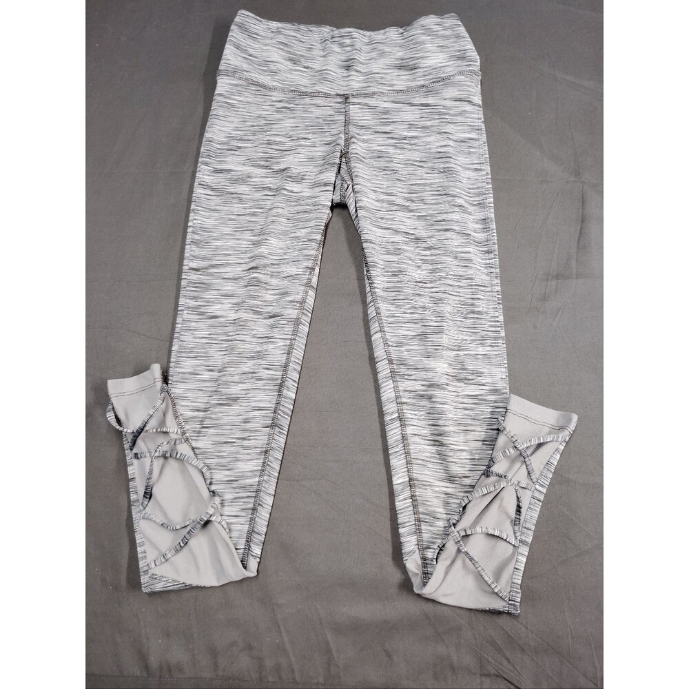 Champion Light Gray Space-Dye Leggings with Lattice Strappy Mesh Ankles